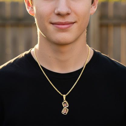 Rounded Rectangle Mother Pendant with Squares Cut Out Picture Pendant | Sterling Silver