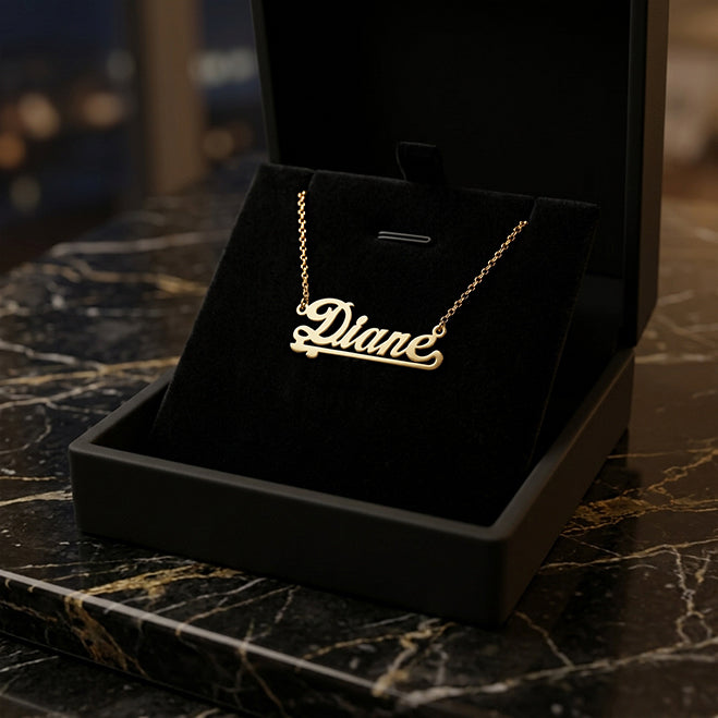 Solid 14K Gold Personalized Name Plate with High Polish Finish