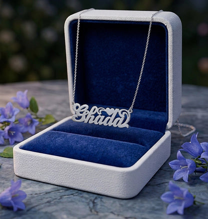 Solid Sterling Silver Heart Nameplate Necklace | High Polish
