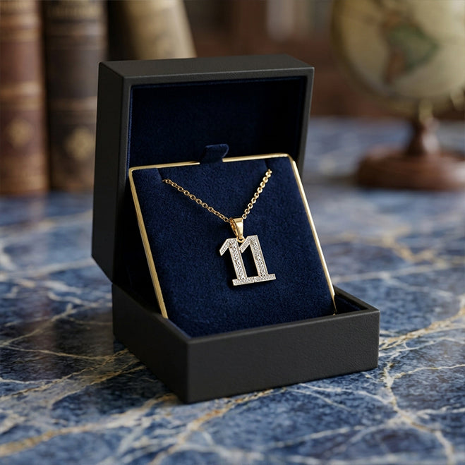 Sports Number Charm Pendant with Diamonds