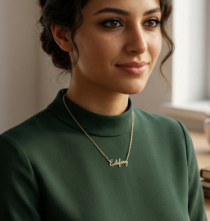 Sterling Silver Freestyle Script Name Necklace | High Polish