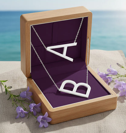 Sterling Silver Initial Letter Necklace with Lobster Clasp - Elegant Creations NYC