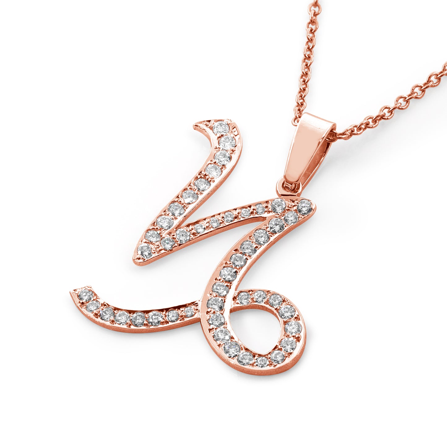 14K Gold and Pave Diamonds Zodiac Charm Necklace | Capricorn