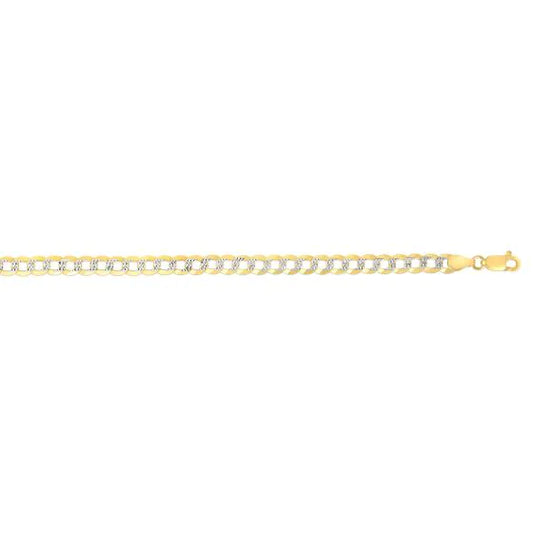 14K Two Tone Solid Gold Pave Curb Chain Necklace