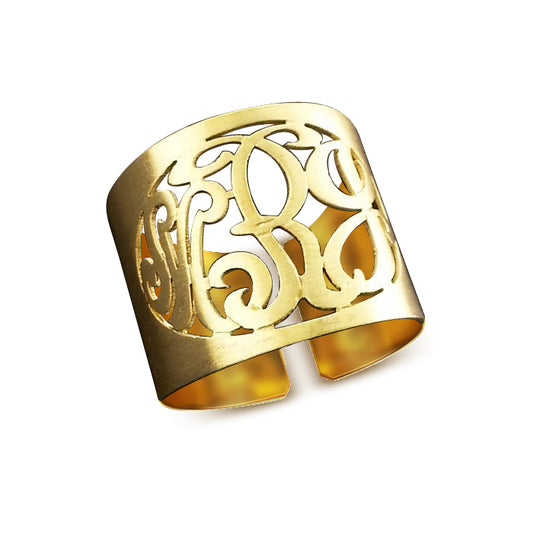 14K Gold Monogram Ring with Cutout Initials
