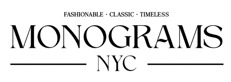 Logo of Monograms NYC with text 'Fashionable, Classic, Timeless' on a white background