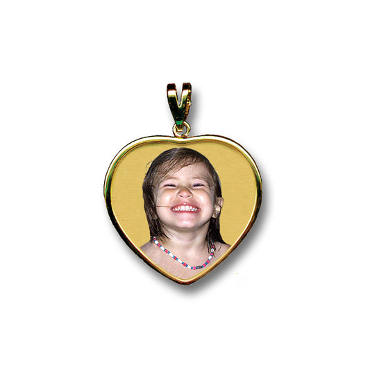 Personalized Picture Pendant - 14K Gold Heart Shape with Mineral Crystal and HD Laser Printed Custom Jewelry with Your Pictures