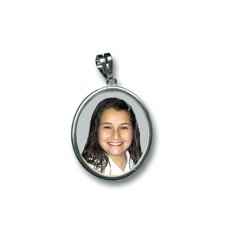 14K Gold Picture Pendant - Oval Shape with Mineral Crystal for Personalized Photo Charm
