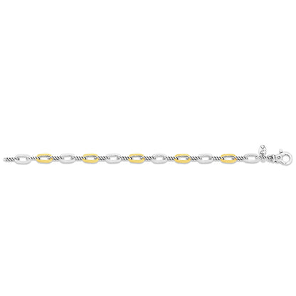 18K Gold & Sterling Silver Cable Paperclip Bracelet