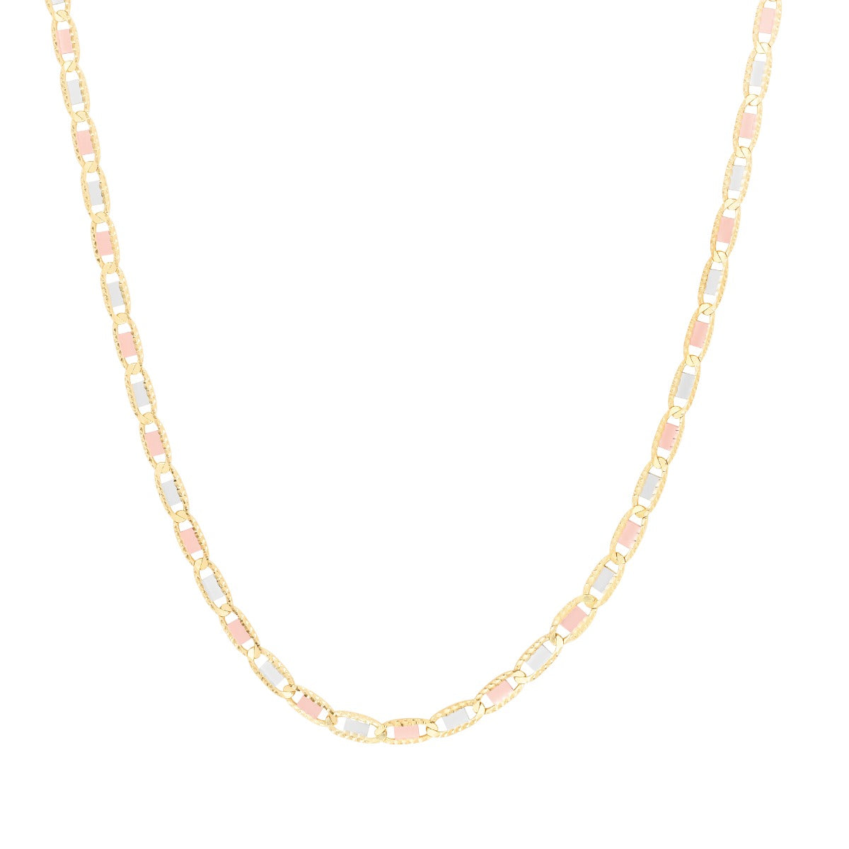 14K Tricolor Gold Valentino Chain with Lobster Clasp