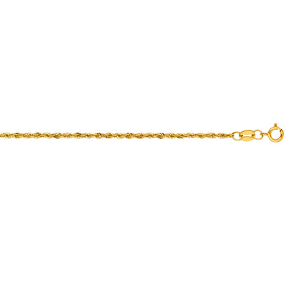 10K Gold Diamond Cut Lite Rope Chain with Lobster Lock