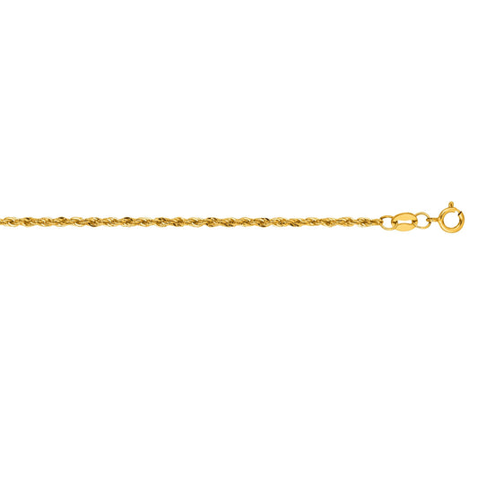 10K Gold Diamond Cut Lite Rope Chain with Lobster Lock