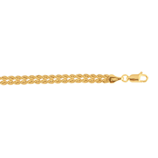 10K Gold Double Row Weaved Rope Bracelet