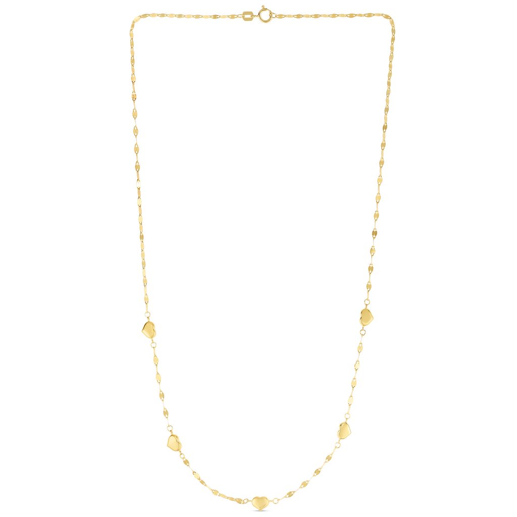 14K Heart Station Necklace