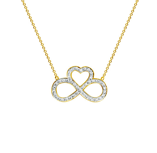 14K Gold and Diamonds Infinity Heart Necklace