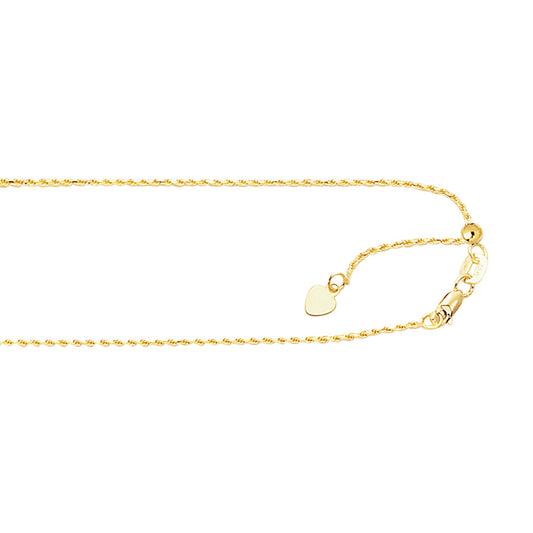 10K Gold Adjustable Rope Chain with Lobster Lock