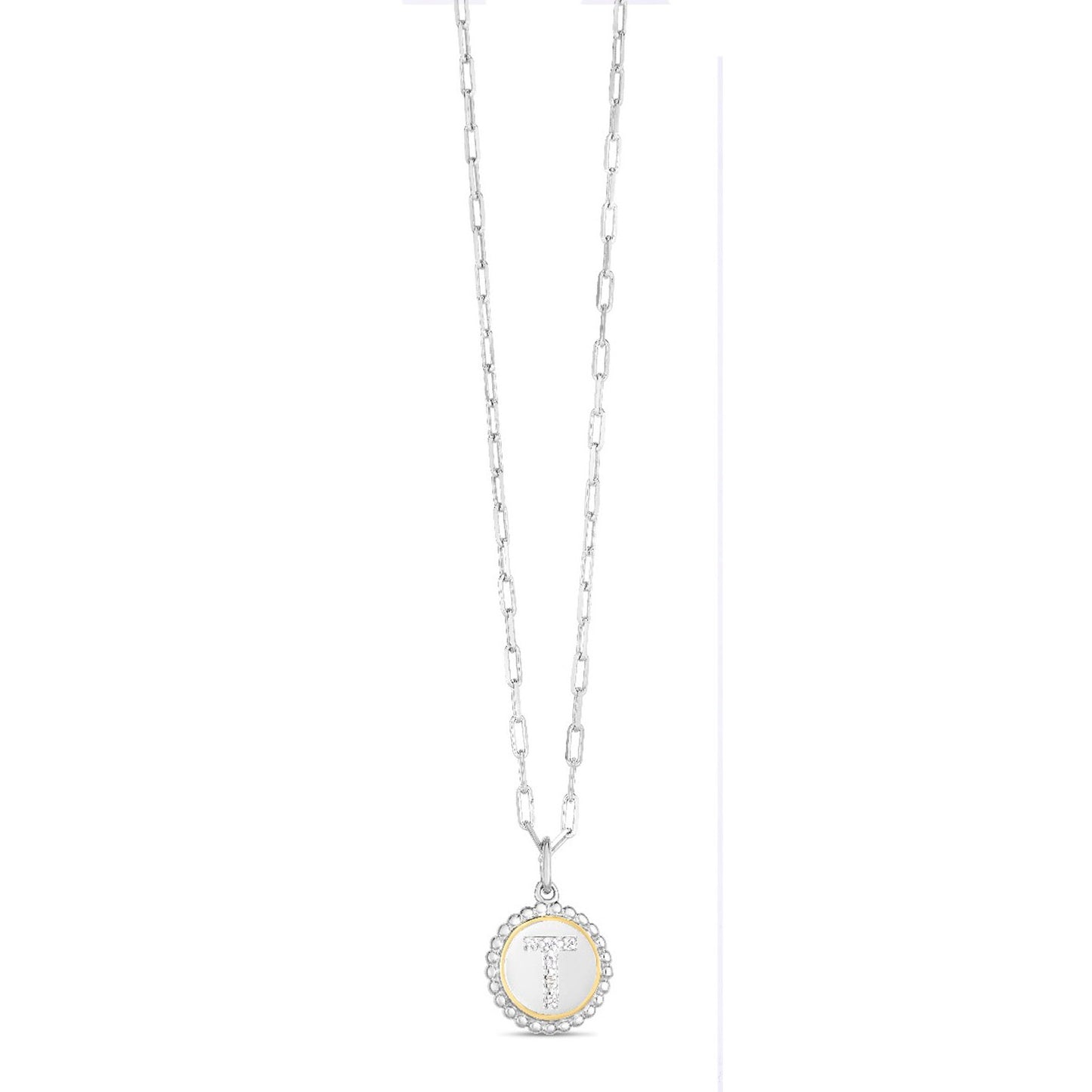 Sterling Silver-18K Gold Popcorn Initials Letter A Necklace