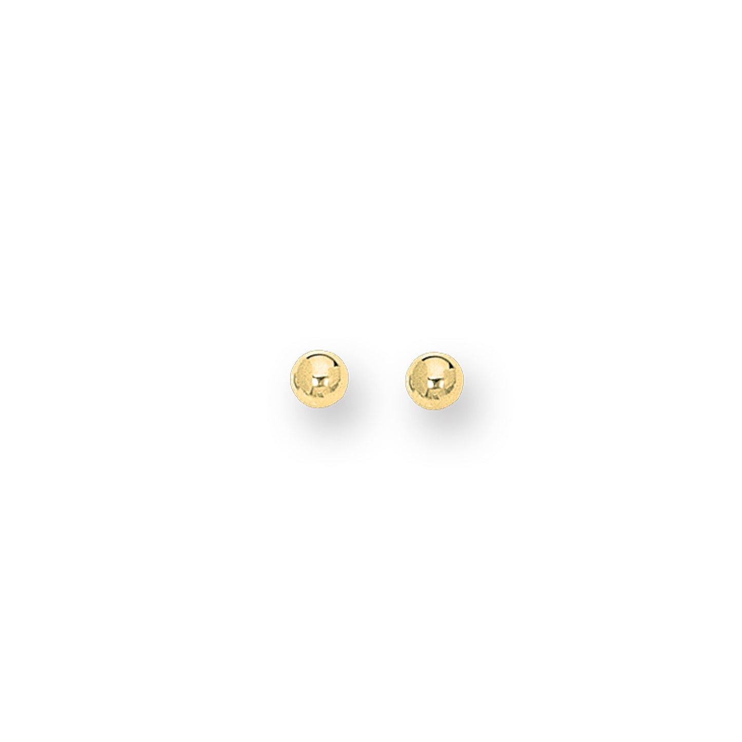 14K Gold Polished Ball Stud Earring with Push Back Clasp