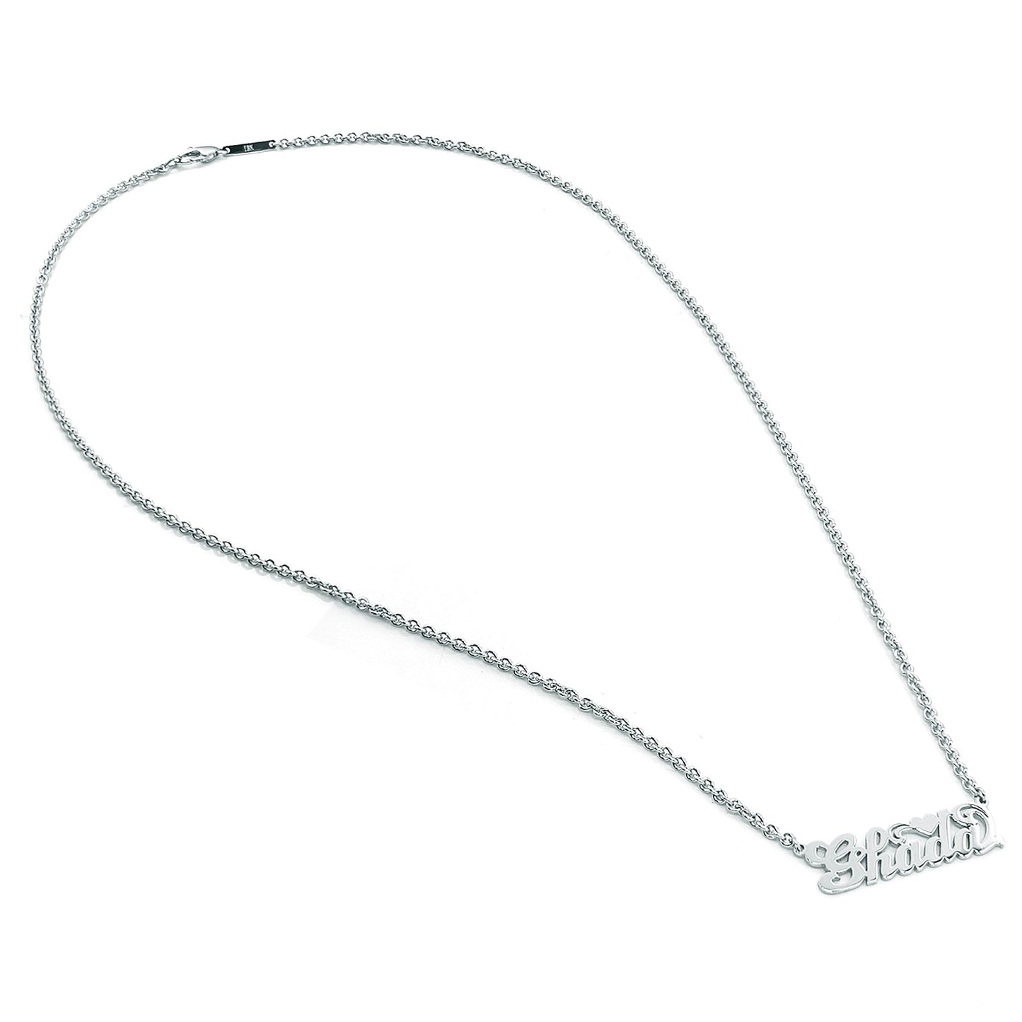 Solid Sterling Silver Heart Nameplate Necklace | High Polish