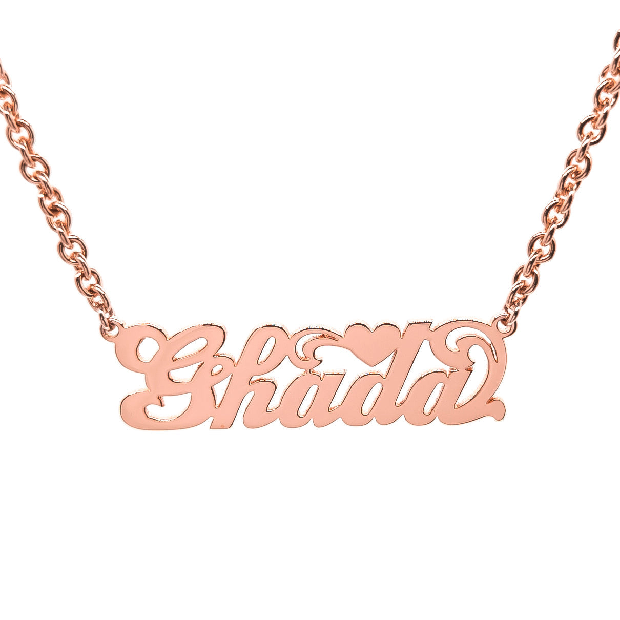 Solid Sterling Silver Heart Nameplate Necklace | High Polish