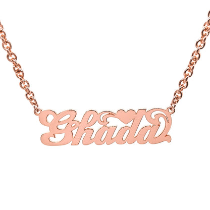 Solid Sterling Silver Heart Nameplate Necklace | High Polish
