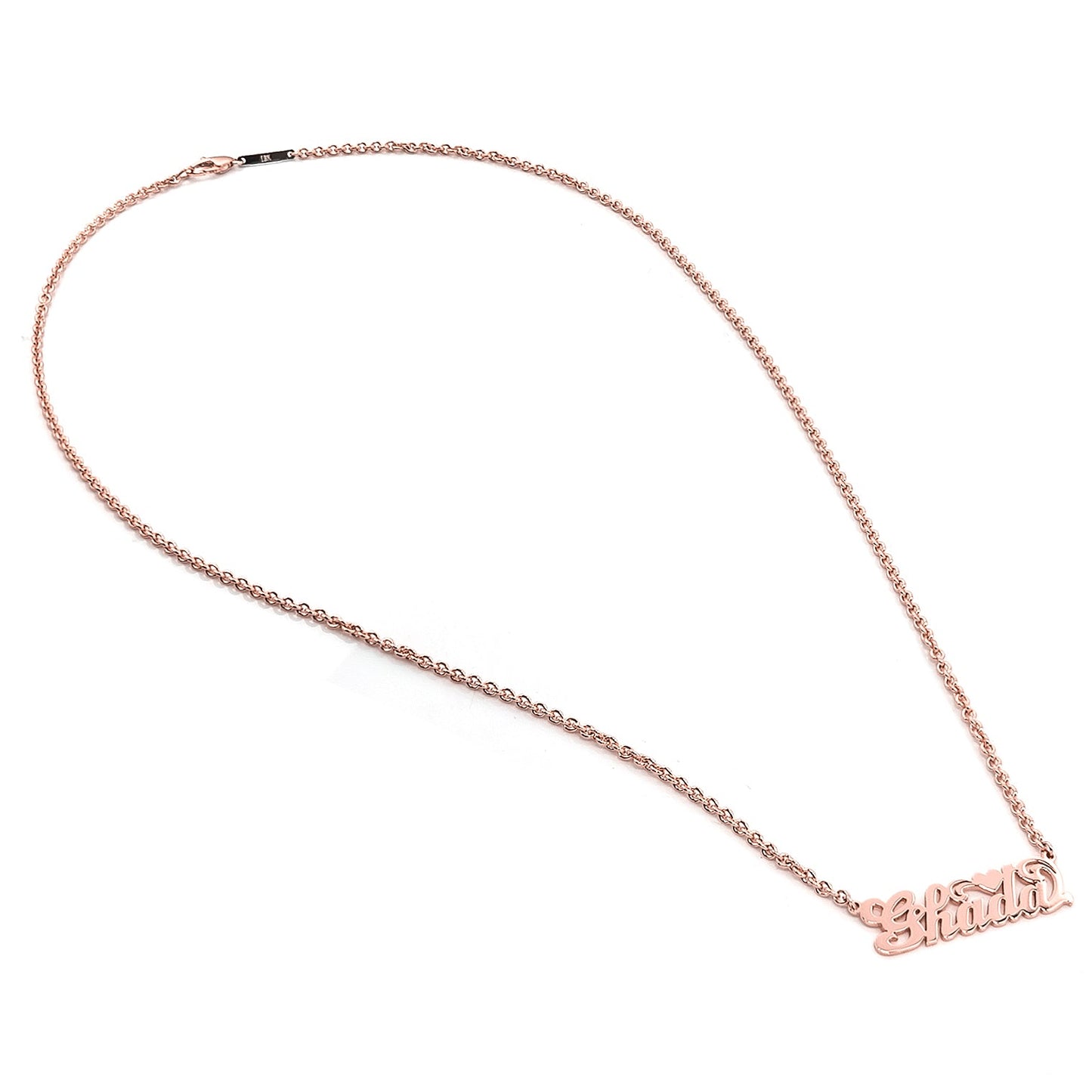 Solid Sterling Silver Heart Nameplate Necklace | High Polish