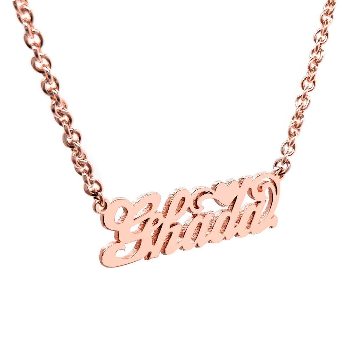 Solid Sterling Silver Heart Nameplate Necklace | High Polish
