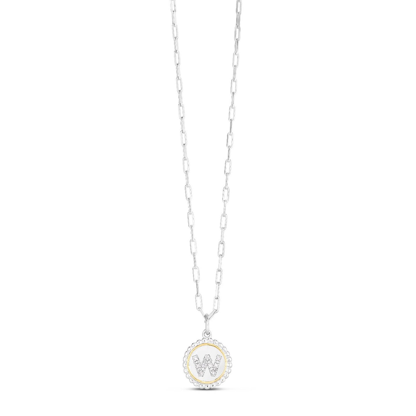 Sterling Silver-18K Gold Popcorn Initials Letter A Necklace