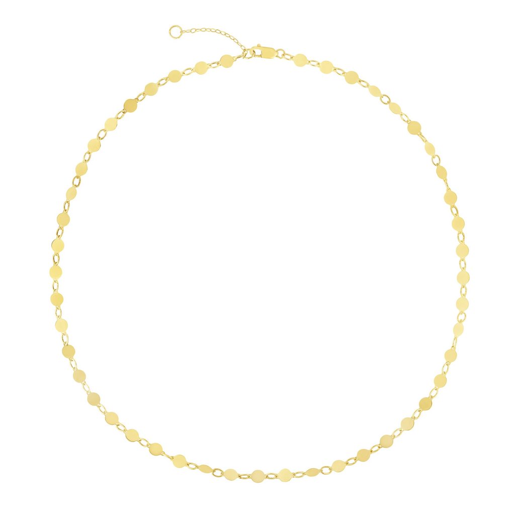 14K Gold Polished Mirror Chain Necklace