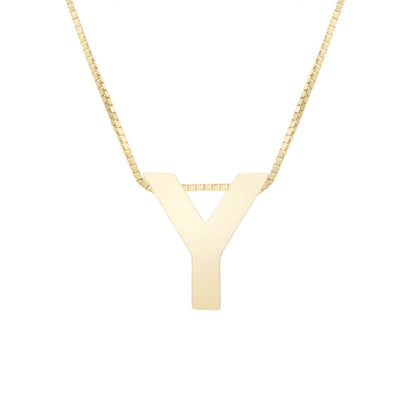 14K Gold Yours Truly Block Letter Initial Letter Necklace