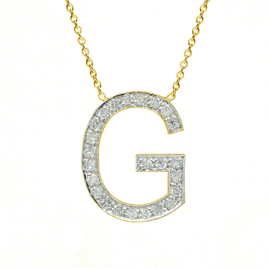 14K Gold and Diamond Pave Initial Necklace