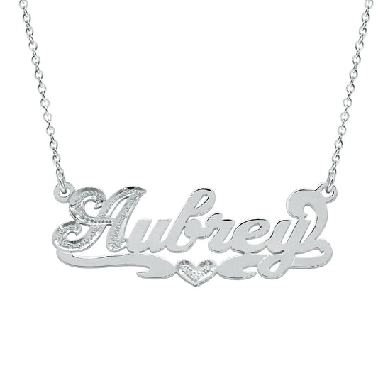Nameplate with Sterling Silver and Rhodium Sparkle on First Letter | Script Text