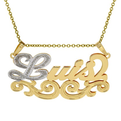 Name Plate Pendant with Fancy Filigree in Sterling Silver