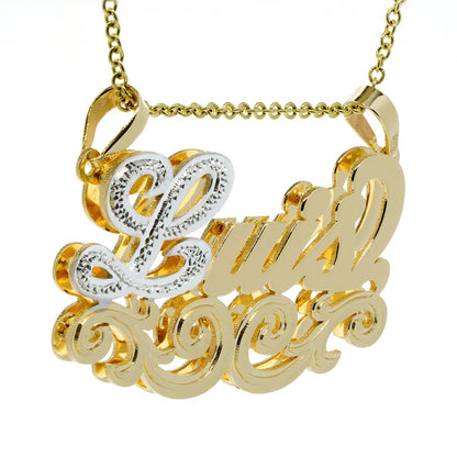 Name Plate Pendant with Fancy Filigree in Sterling Silver