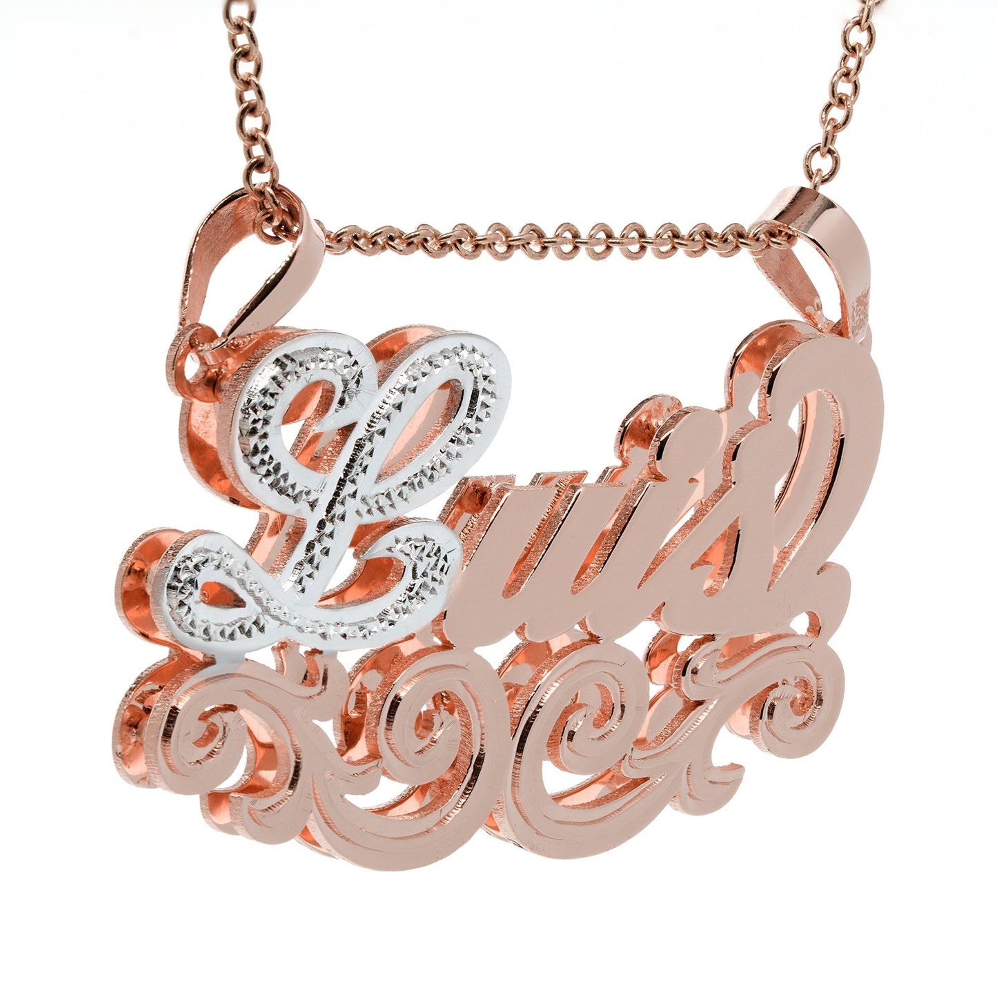 Name Plate Pendant with Fancy Filigree in Sterling Silver