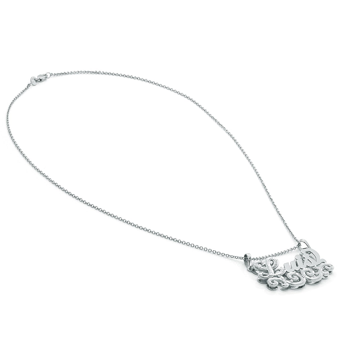 Name Plate Pendant with Fancy Filigree in Sterling Silver