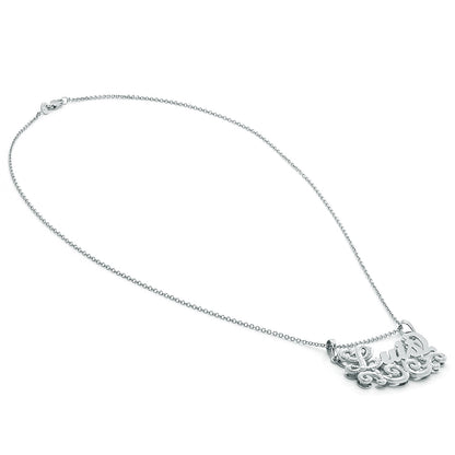 Name Plate Pendant with Fancy Filigree in Sterling Silver