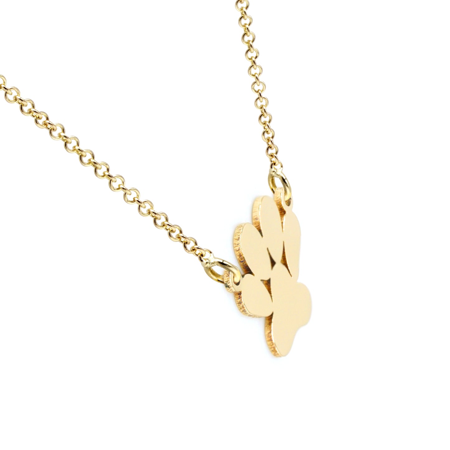 Customizable 14K Gold Dog Paw with Chain and Engravable | High Polish