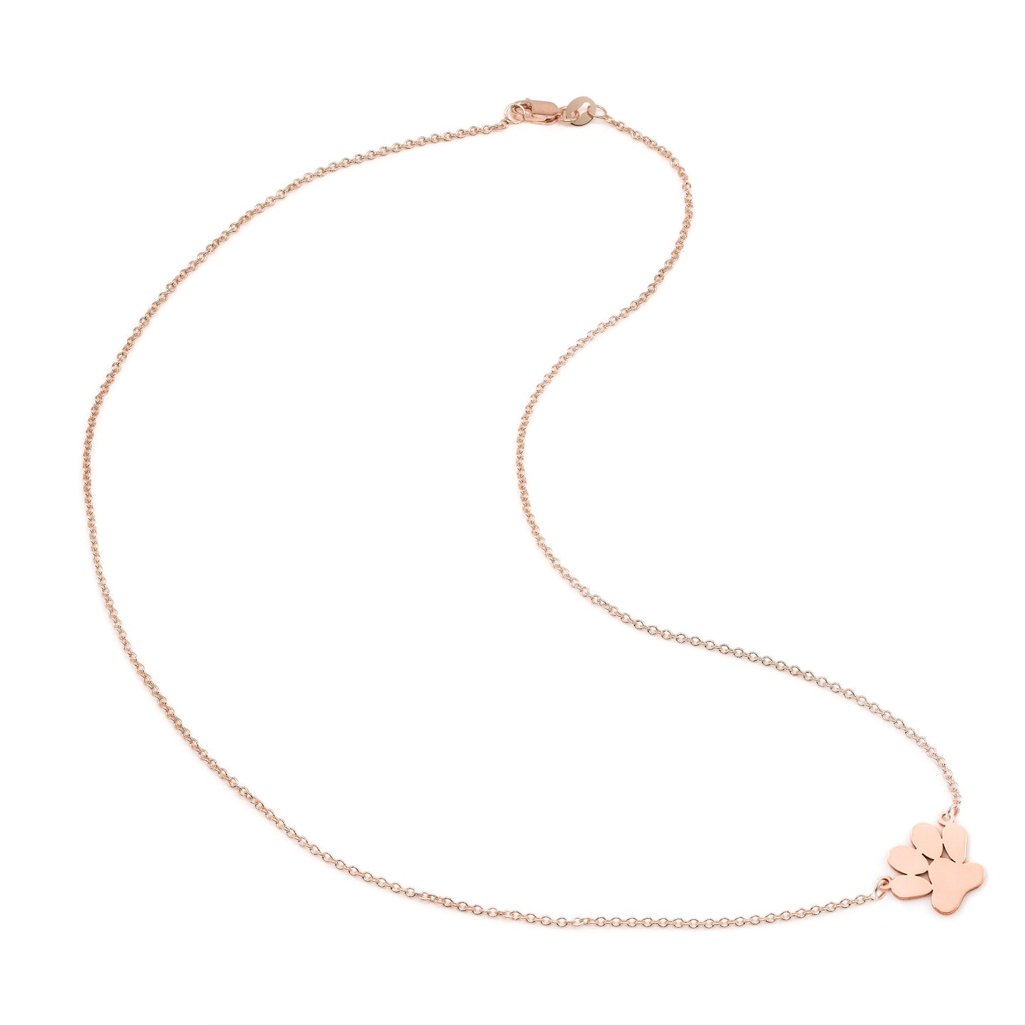 Customizable 14K Gold Dog Paw with Chain and Engravable | High Polish