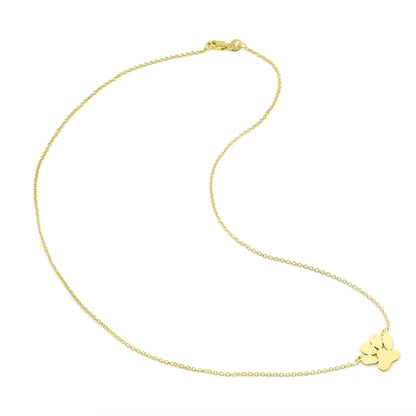 Customizable 14K Gold Dog Paw with Chain and Engravable | High Polish