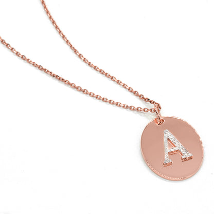 Personalized 14kt. Gold and Diamond Initial Disc Pendant