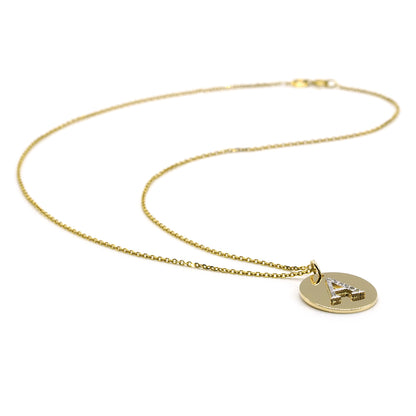 Personalized 14kt. Gold and Diamond Initial Disc Pendant