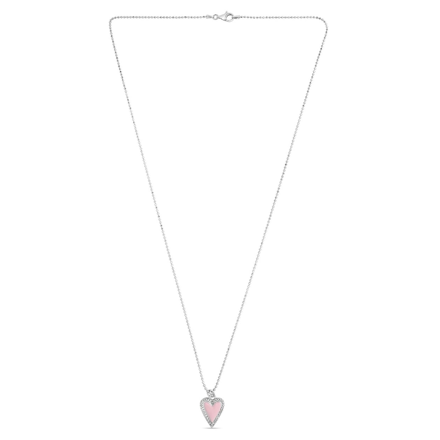 Sterling Silver Long Heart Charm Necklace with Lobster Clasp