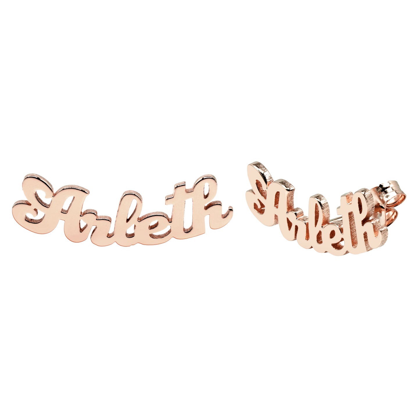 Customized Name Plate Stud Earrings in 14K Solid Gold