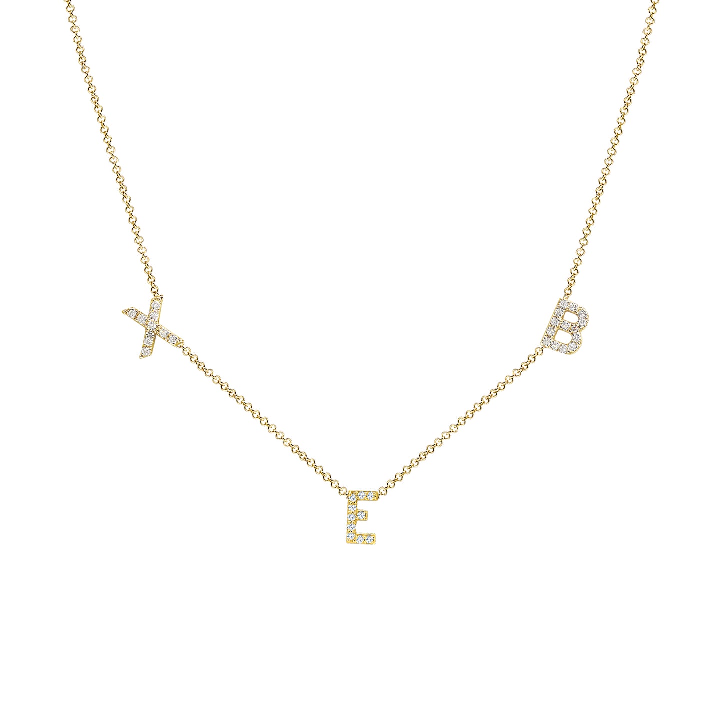 14K Gold and Diamond Multi-Initials Station Necklace | Personalized