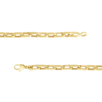 14K Gold Men's Paperclip Chain Bracelet with Lobster Clasp.