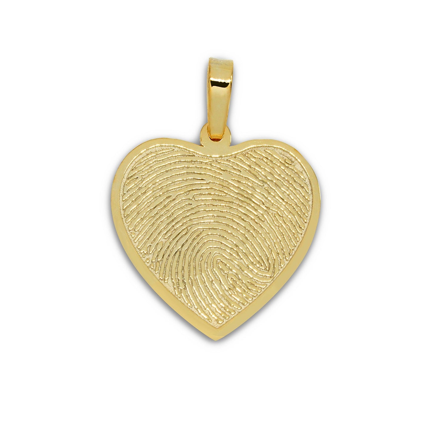 Custom Bezelled Fingerprint Heart Pendant in 14K Gold