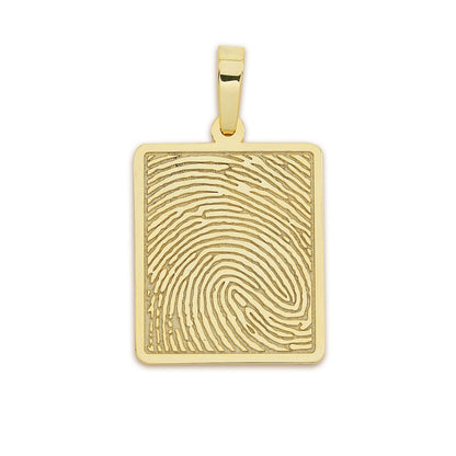 Custom Bezelled Fingerprint Square Pendant in 14K Gold