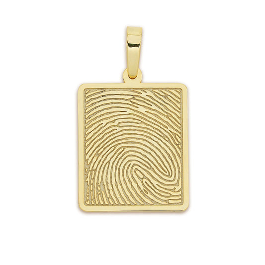 Custom Bezelled Fingerprint Square Pendant in 14K Gold