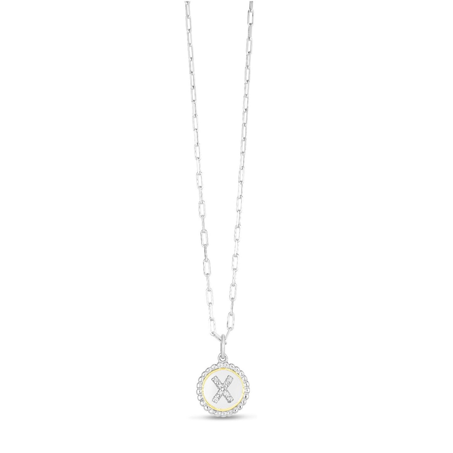Sterling Silver-18K Gold Popcorn Initials Letter A Necklace